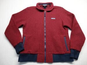 Patagonia Down Sweater Jacket Womens Medium Red Wool Fleece Full Zip STY26945